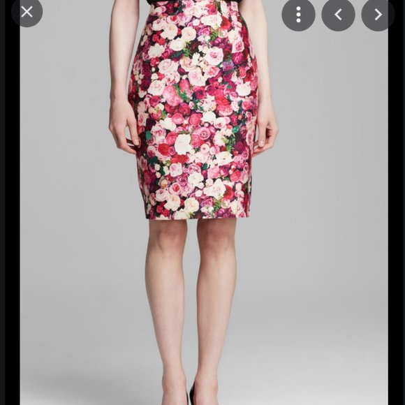 kate spade Rose Print Pencil Skirt size 2 nwot - Picture 2 of 16